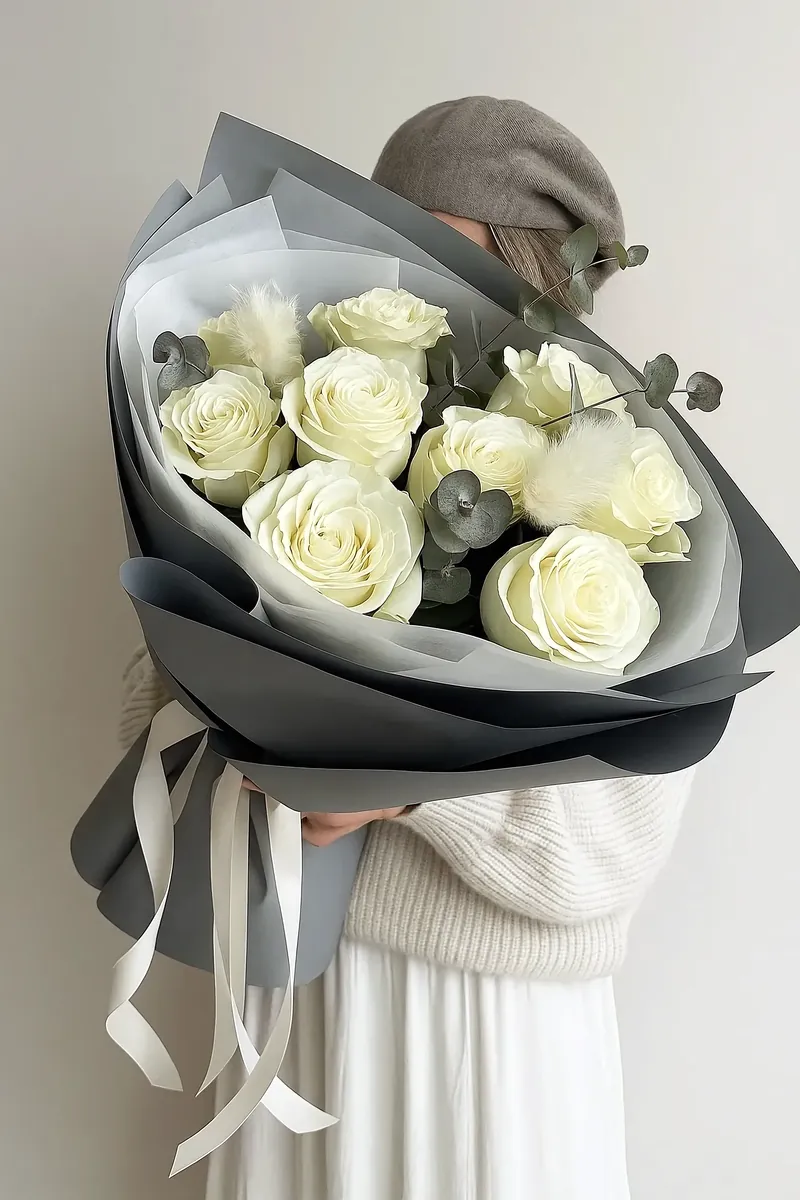 Букет из 9 белых роз