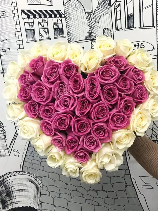 51 роза в виде сердца