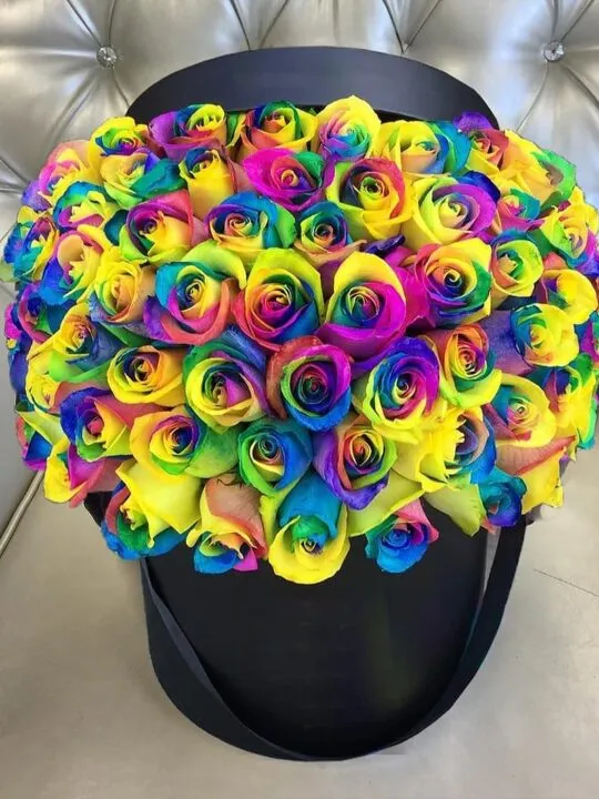 Композиция из 51 радужной розы
