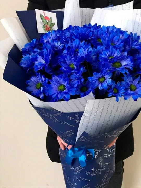 Букет из синих хризантем