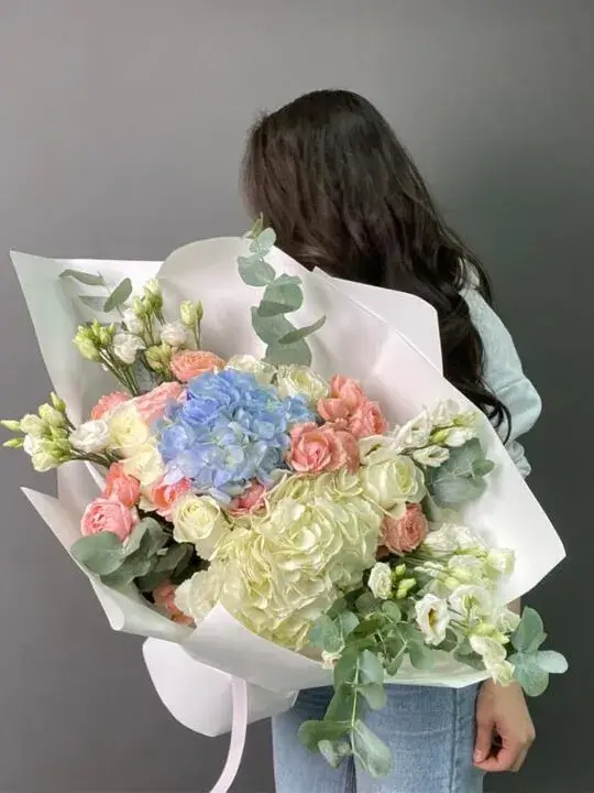 Букет Гортензия с эвкалиптом