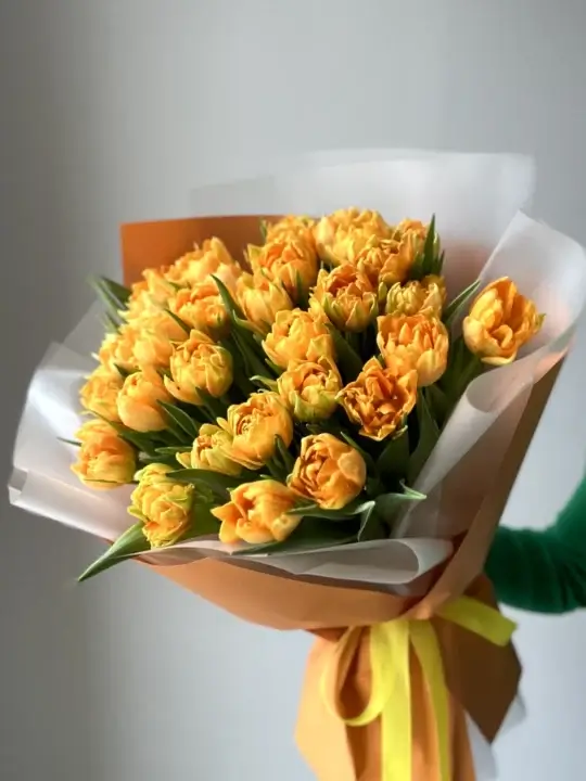 35 оранжевых тюльпанов