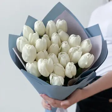 25 white tulips