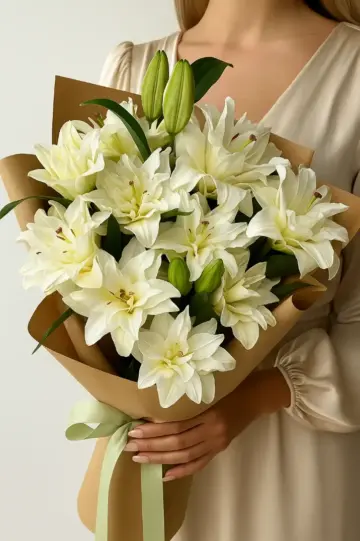 Букет из 7 белых лилий