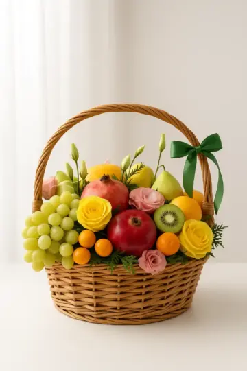 Корзина с фруктами и шампанским