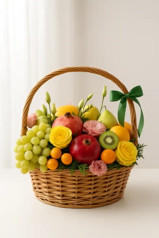 Корзина с фруктами и шампанским