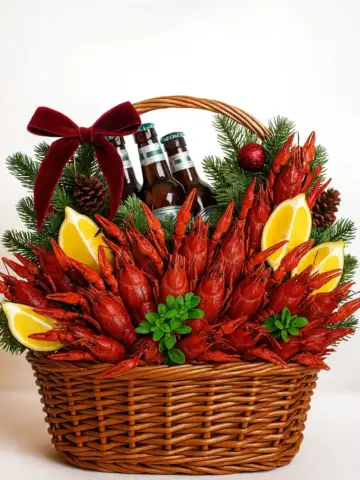 Раки и пиво в корзине