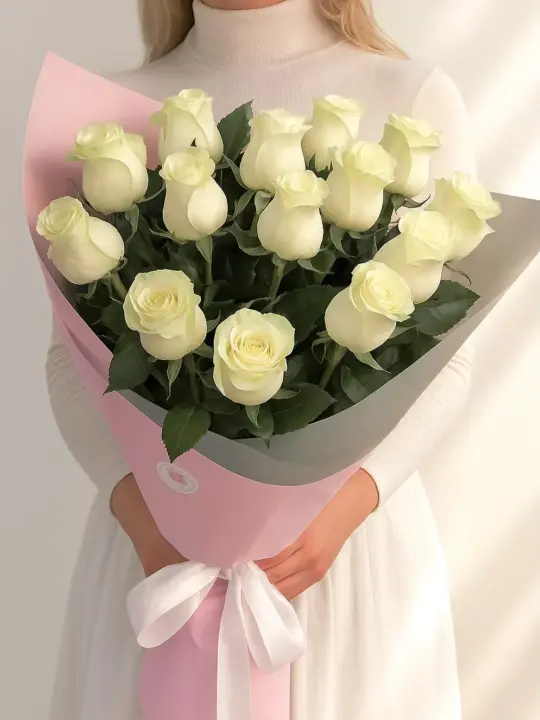 Букет белых роз 100 см