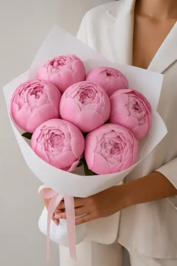 Bouquet of strawberry peonies