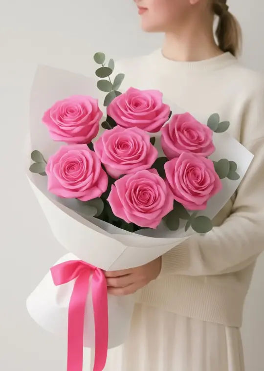 Букет из 7 розовых роз