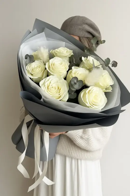 Букет из 9 белых роз