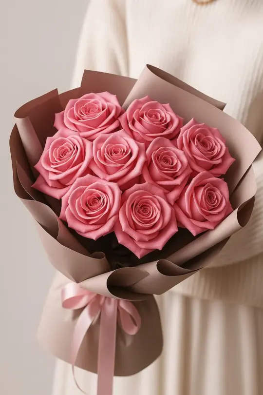 Букет из 9 розовых роз