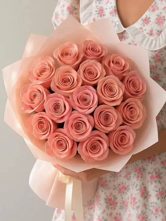 Букет из 17 розовых роз