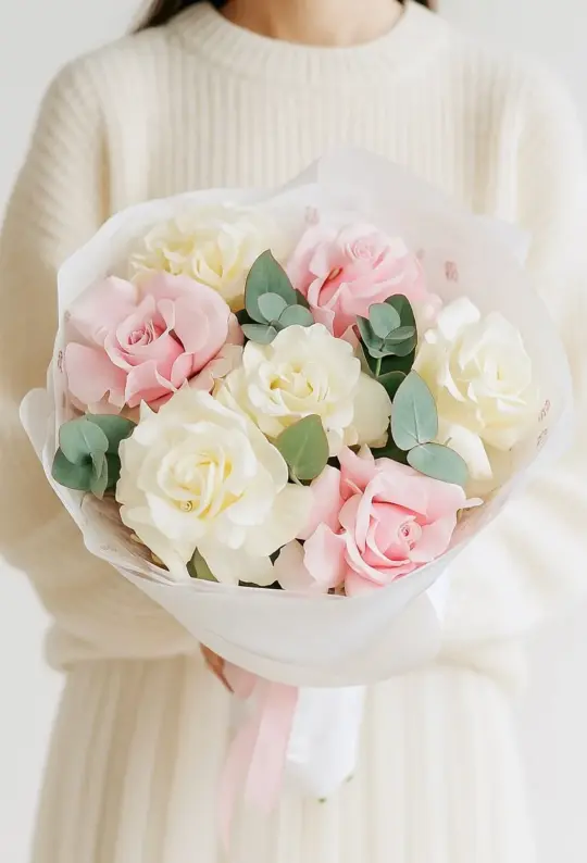 Букет из 7 разноцветных роз