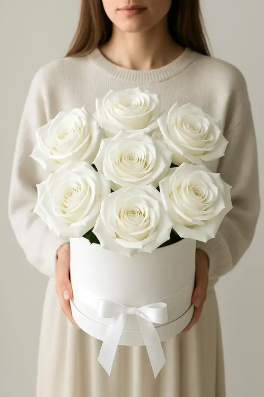 7 роз в коробке