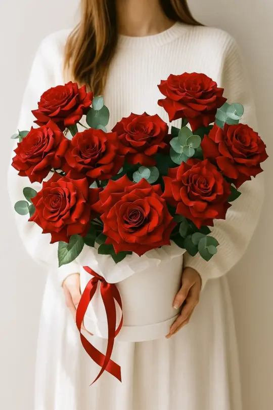 9 роз в коробке