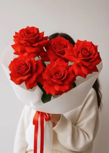 Букет из 5 красных французских роз
