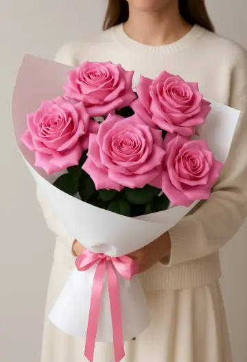 Букет из 5 розовых роз