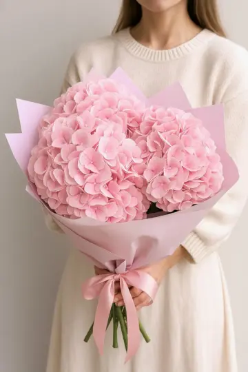 Букет из 3 розовых гортензий