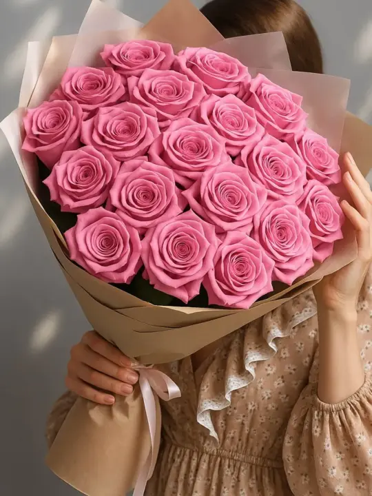 Букет из 19 нежных розовых роз
