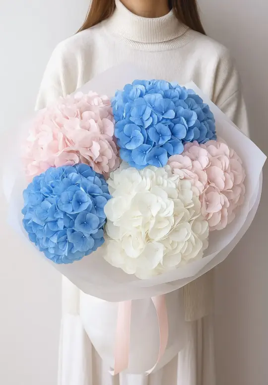 Букет из 5 гортензий микс