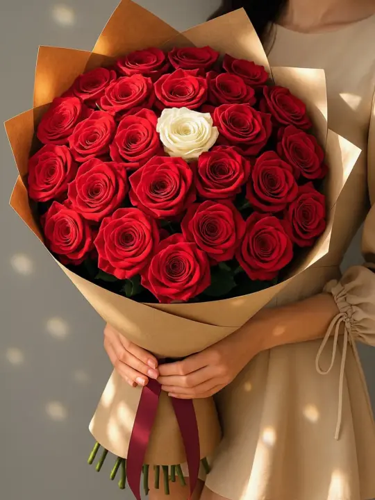 25 алых роз