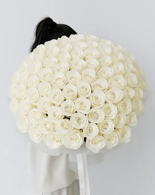 101 нежная белая роза