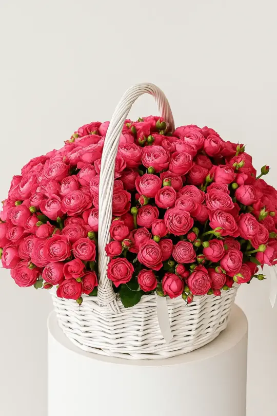 Корзина розовых роз