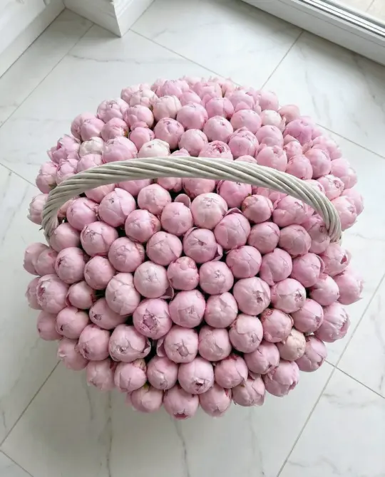 101 пион в корзине