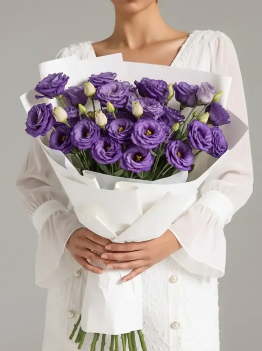 Букет из фиолетовых лизиантусов
