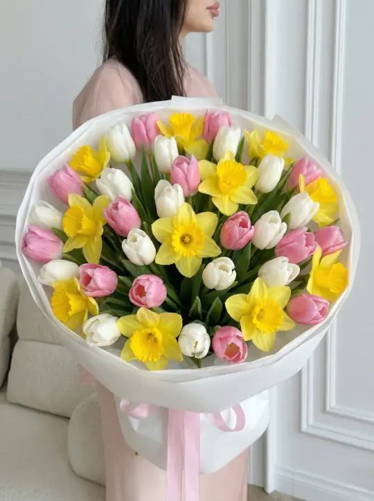 Букет из тюльпанов и нарциссов